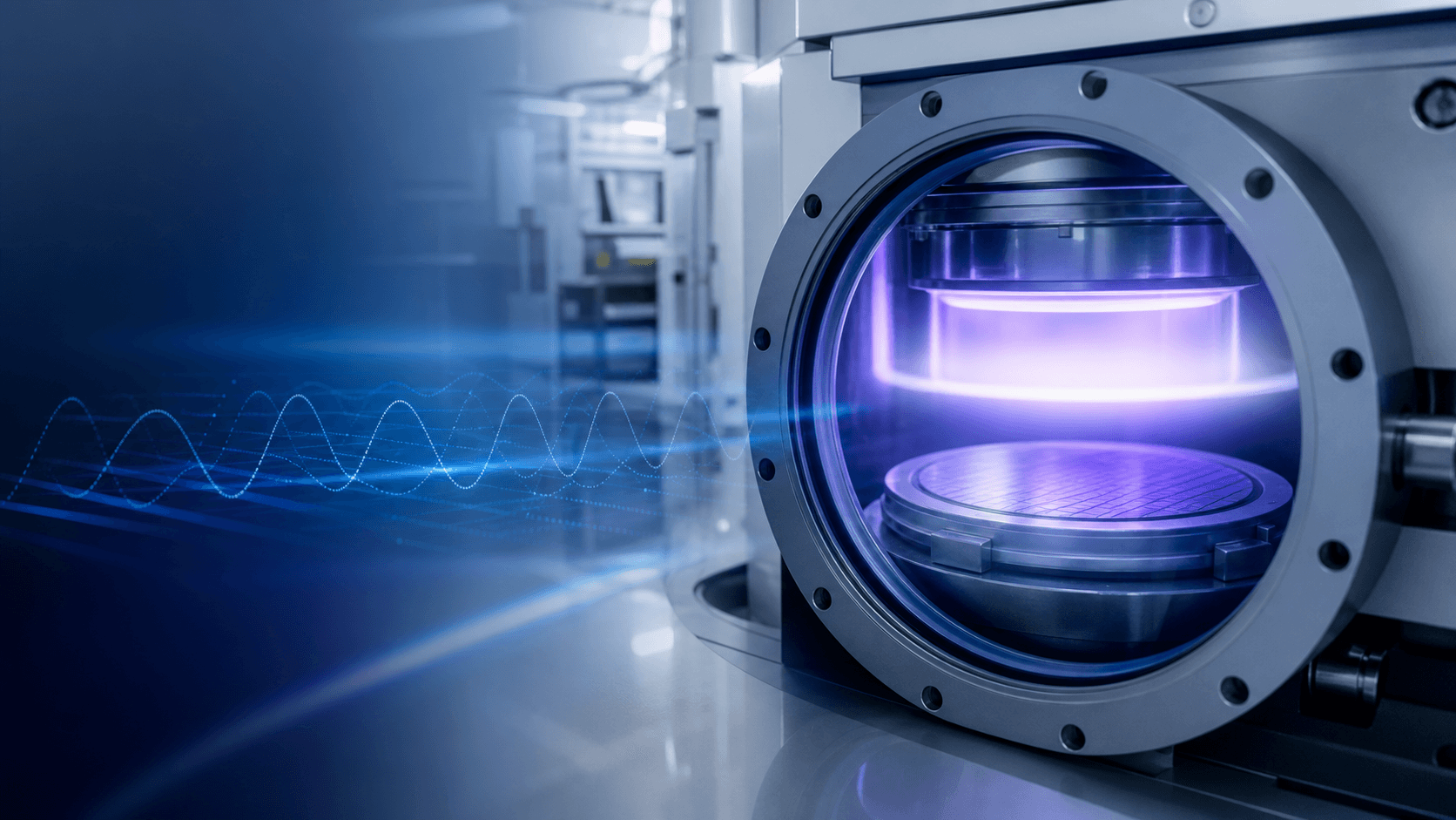 Clean semiconductor plasma process chamber with blue diagnostic displays